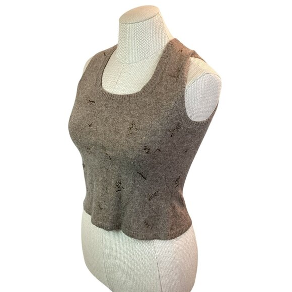 Classiques Entier Sweater Set Lambswool Knit Tank Top & Cardigan Womens XS Tan - Picture 8 of 16